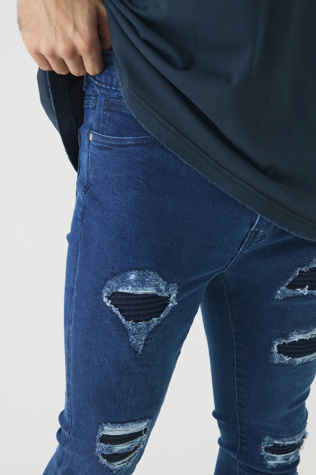 Super Skinny Stretch Biker Rip & Repair Jeans