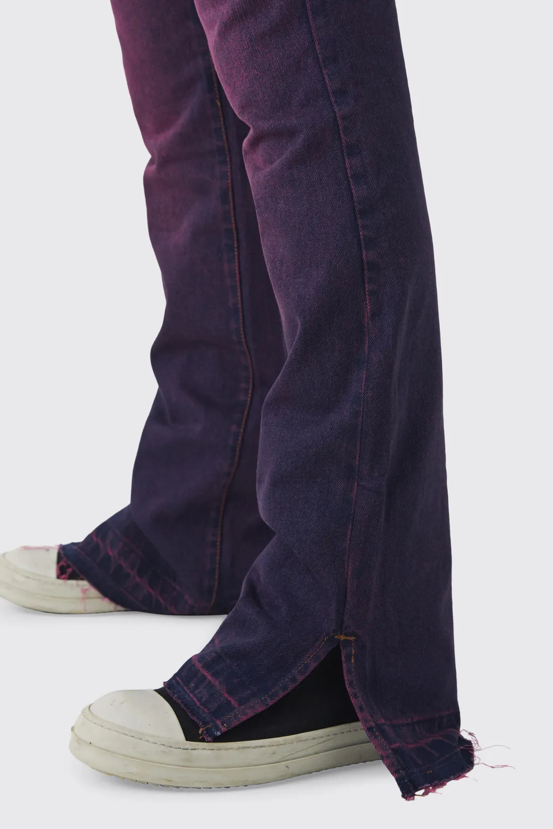 Slim Rigid Flared Stacked Dark Pink Tinted Jeans