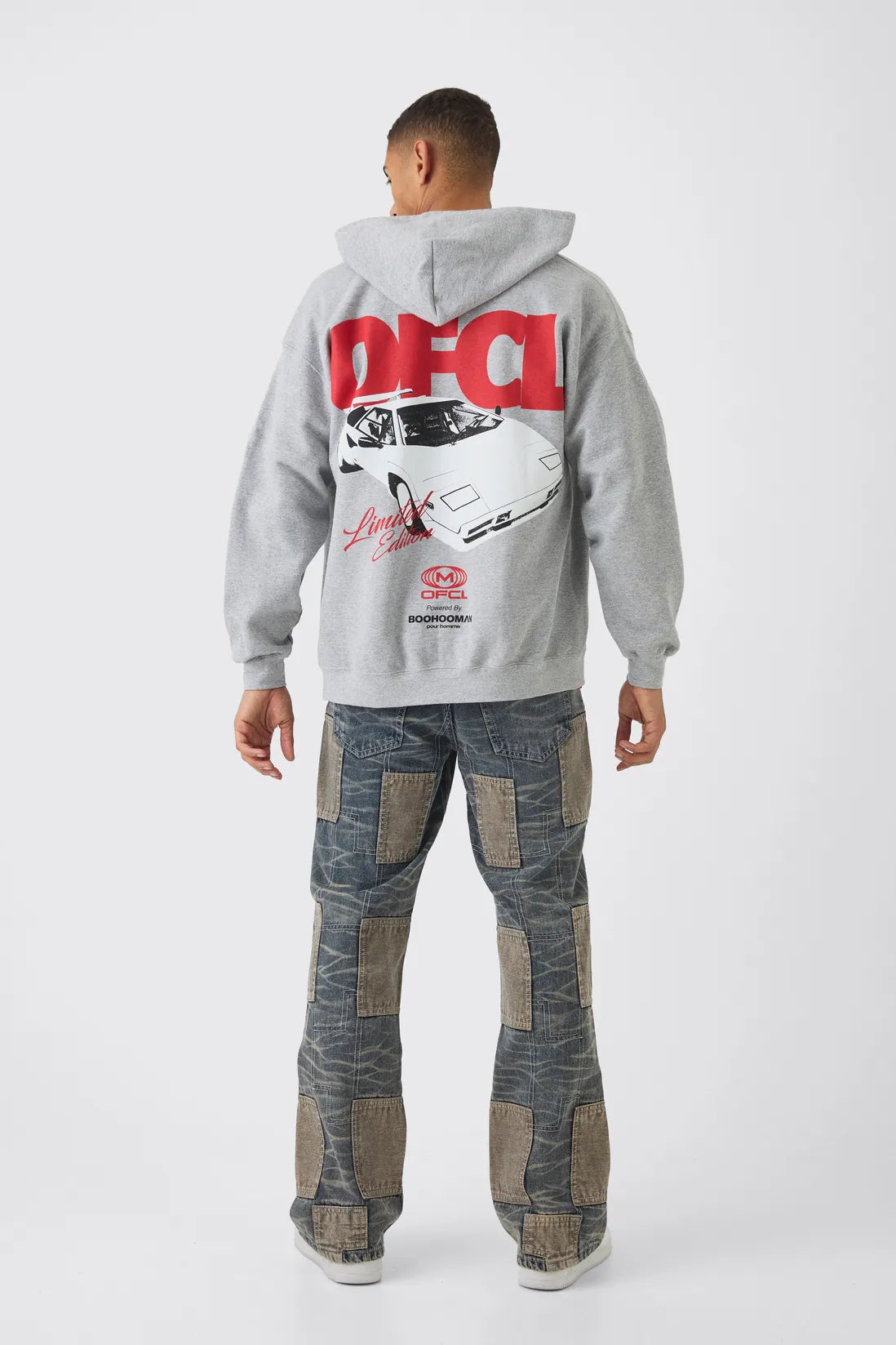 Relaxed Flared Patchwork Contrast Stitch Jeans