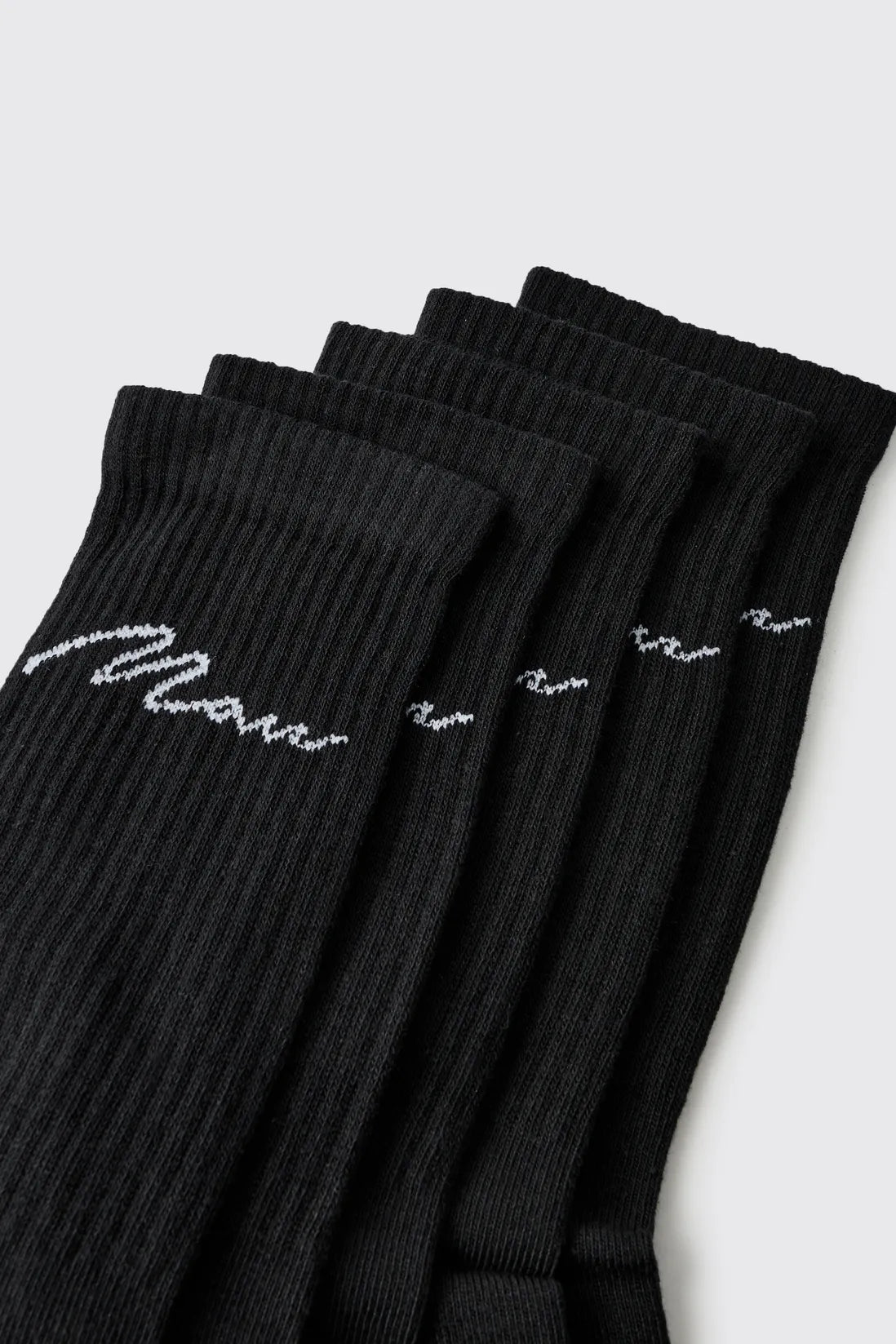 5 Pack MAN Script Logo Plain Sport Socks