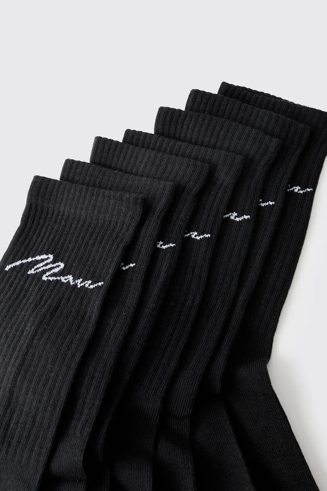 7 Pack Man Script Logo Plain Sport Socks