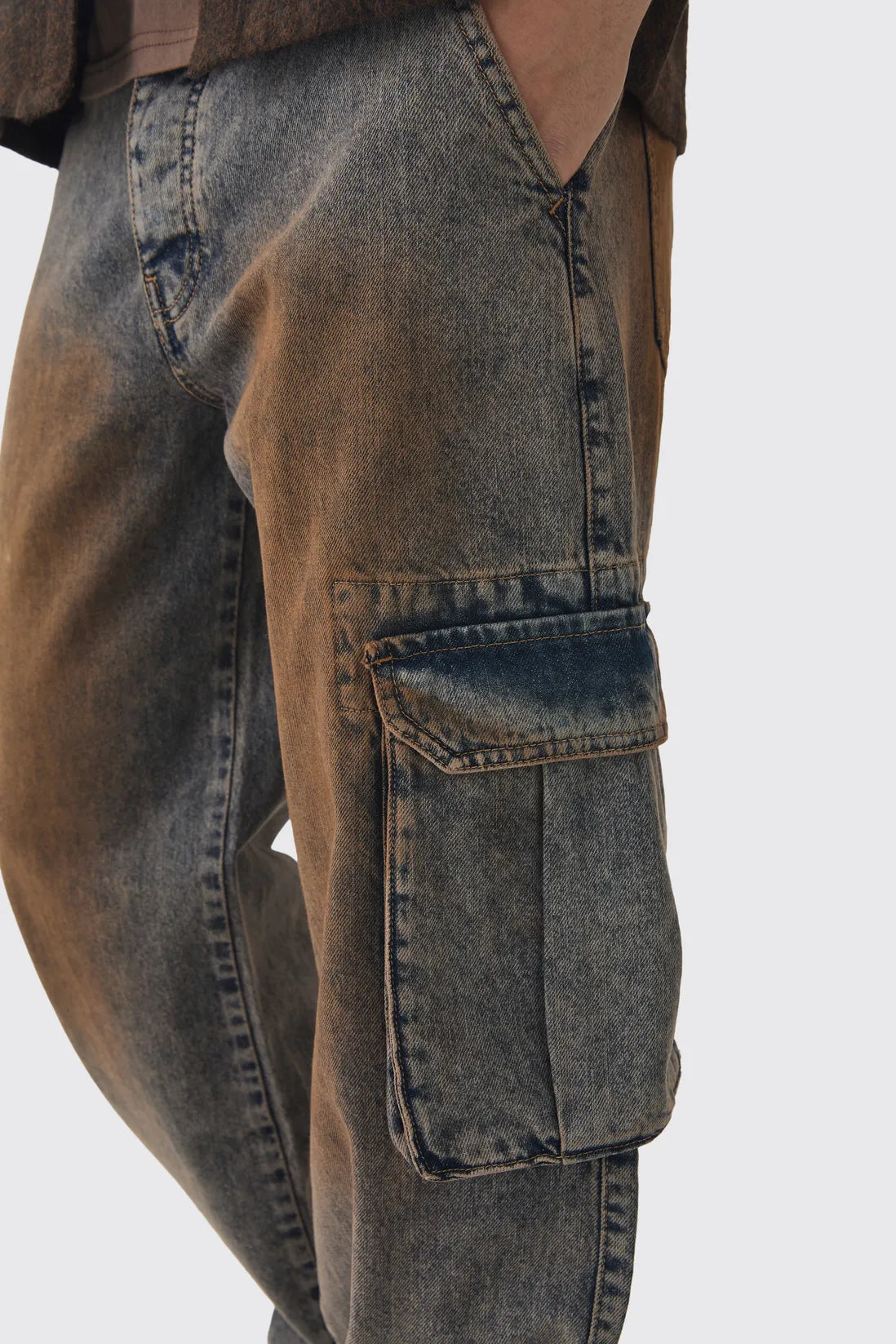 Relaxed Rigid Tinted Cargo Denim Jeans