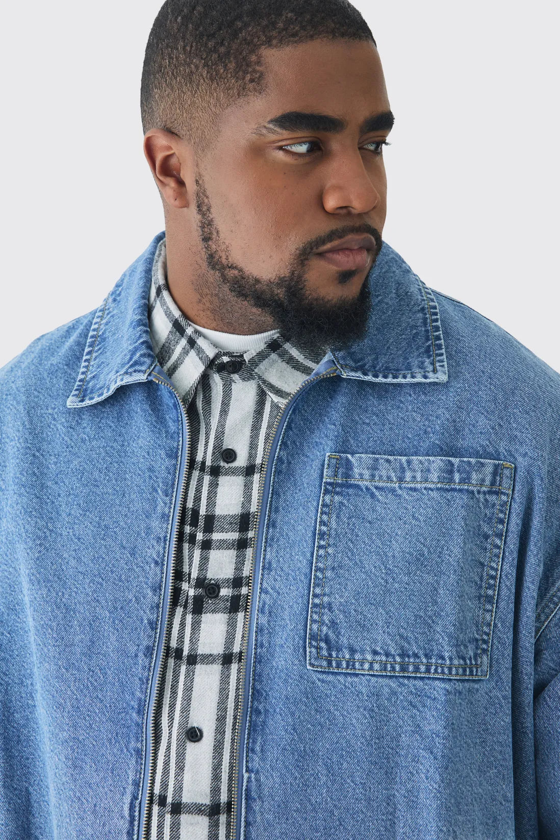 Plus Classic Denim Harrington Jacket