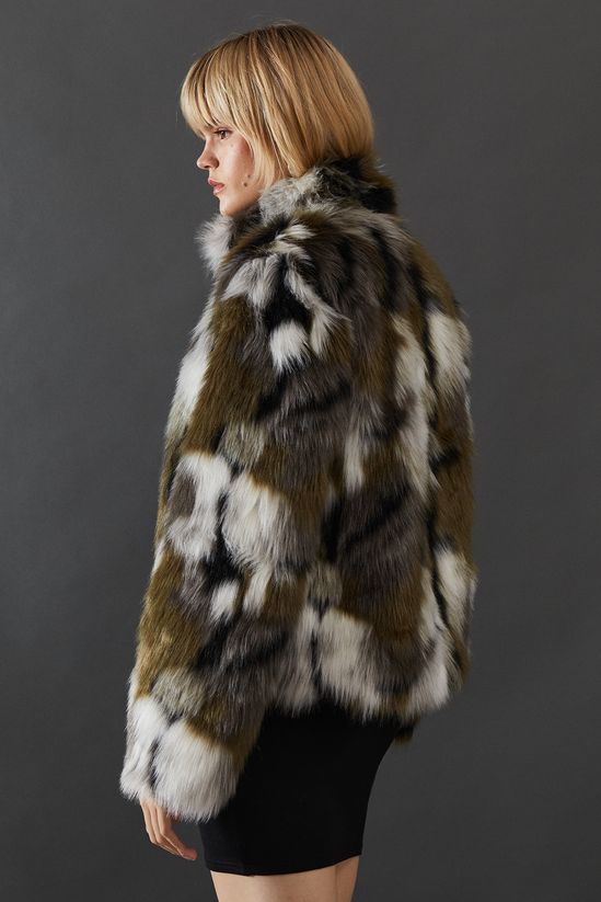Premium Camouflage Faux Fur Cropped Jacket