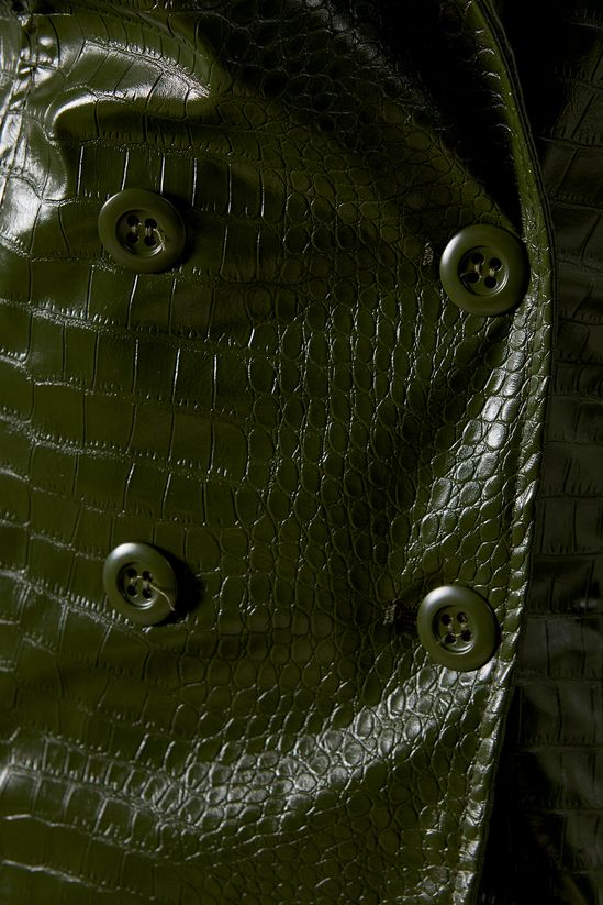Croc Waist Detail Faux Leather Jacket