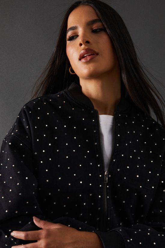 Denim All Over Hotfix Bomber Jacket