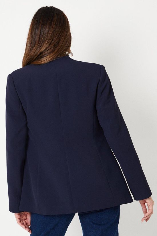 Collarless Button Detail Edge To Edge Jacket