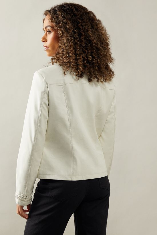 Whipstitch Detail Faux Leather Jacket