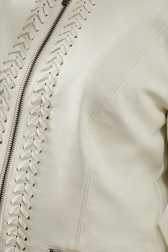 Whipstitch Detail Faux Leather Jacket