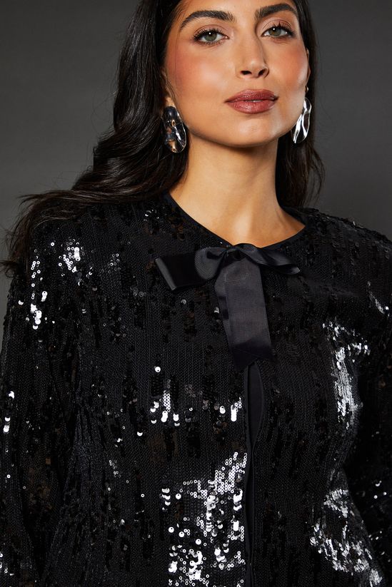 Sequin Tie Detail Jacket