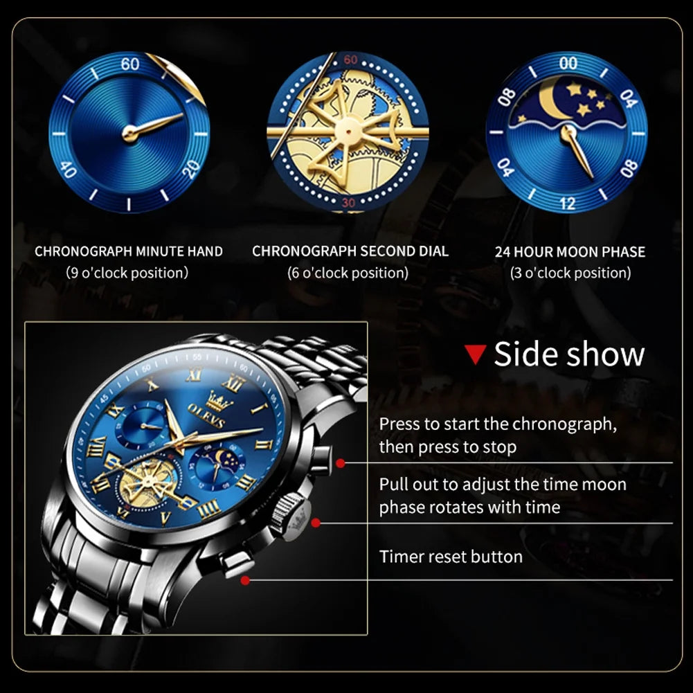 OLEVS Mens Watches Chronograph Business Dress Quartz