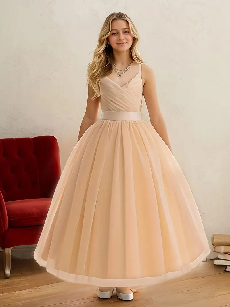 Sleeveless Tulle Flower Dress