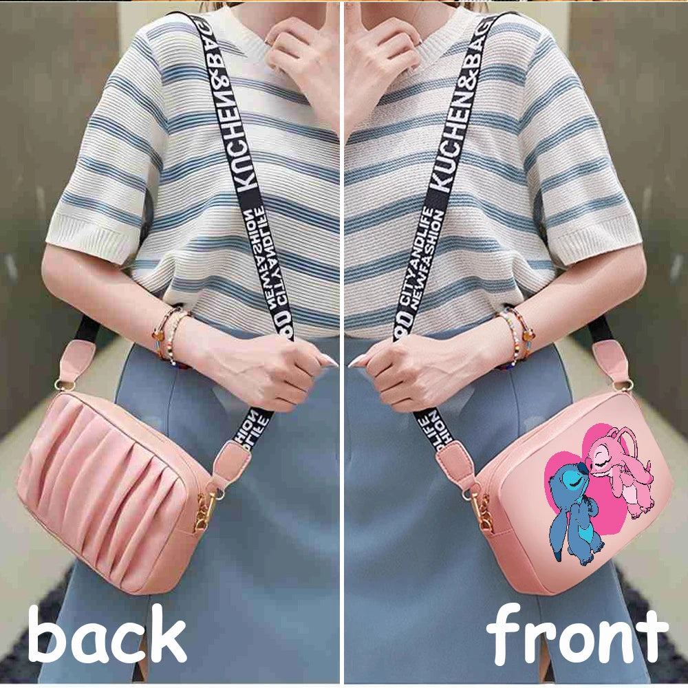 Disney Stitch & Lilo Pink Plaid Mini Crossbody Bag