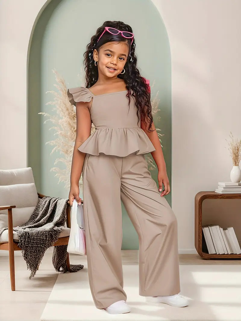 Polyester Girls' Casual Long Pants Outfit