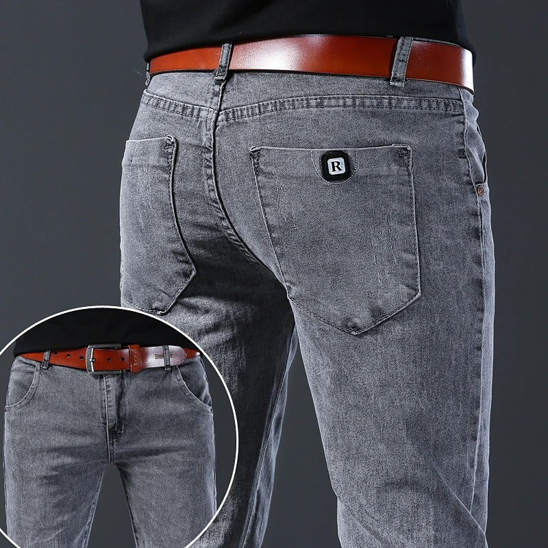 Men’s Slim Fit Korean Style Gray Stretch Denim Jeans