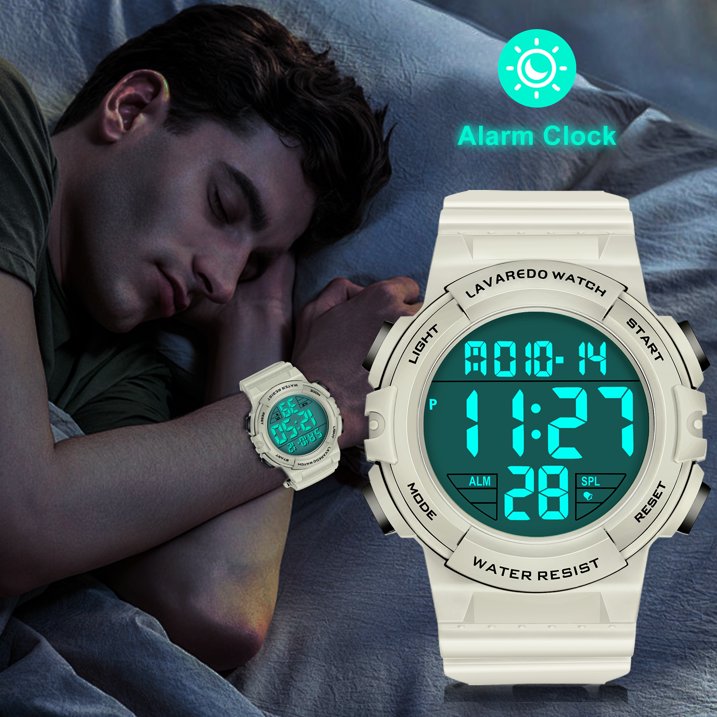 Men's Digital Sports Watch With Stopwatch/Alarm/Dual Time/ LED Backlight Outdoor Sports Waterproof Watch PU Strap Gifts for Man