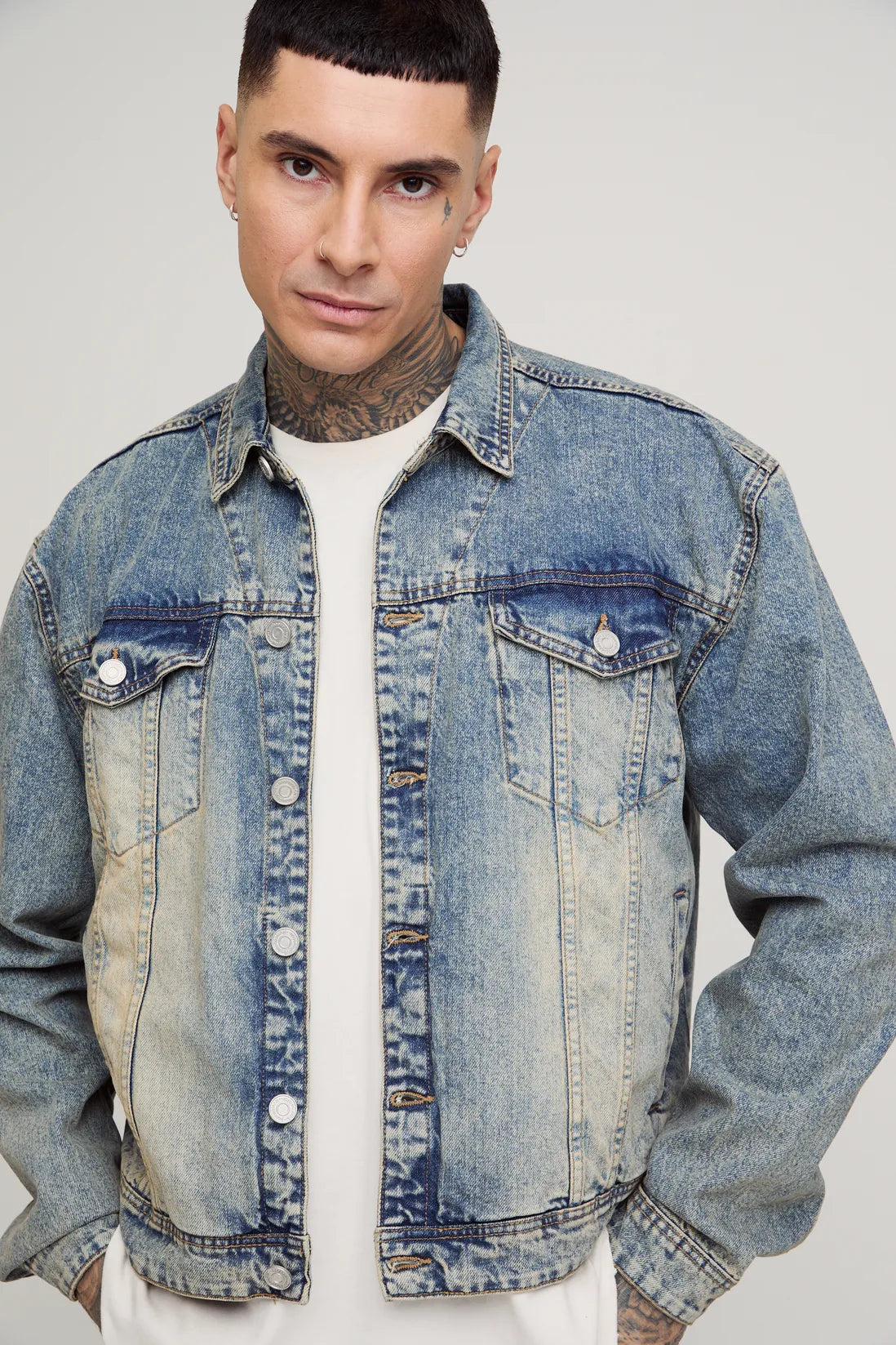 Tall Stonewash Boxy Oversized Denim Jacket