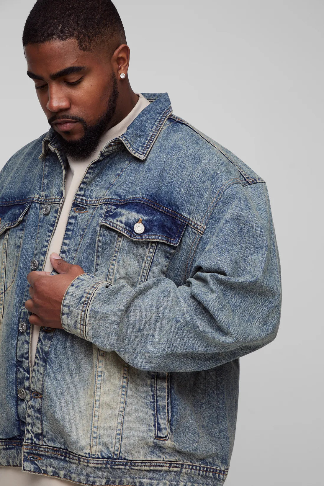 Plus Stonewash Boxy Oversized Denim Jacket