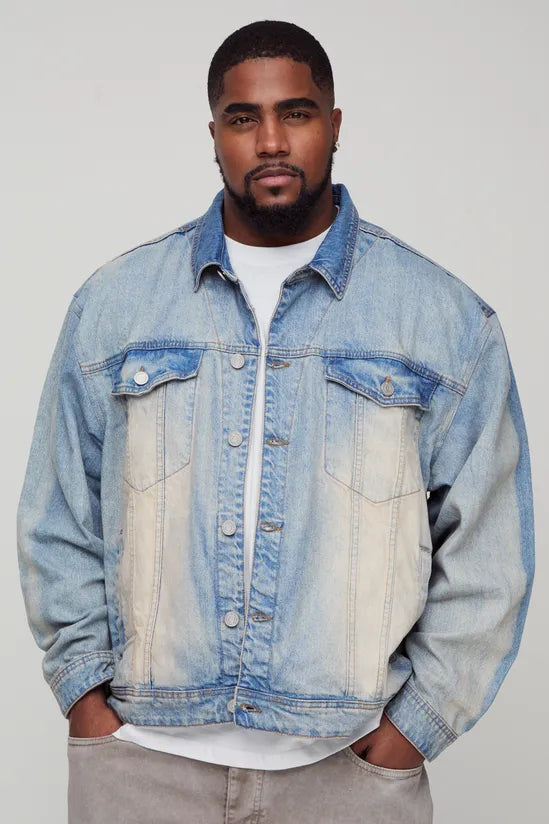 Plus Tinted Wash Oversized Denim Jacket