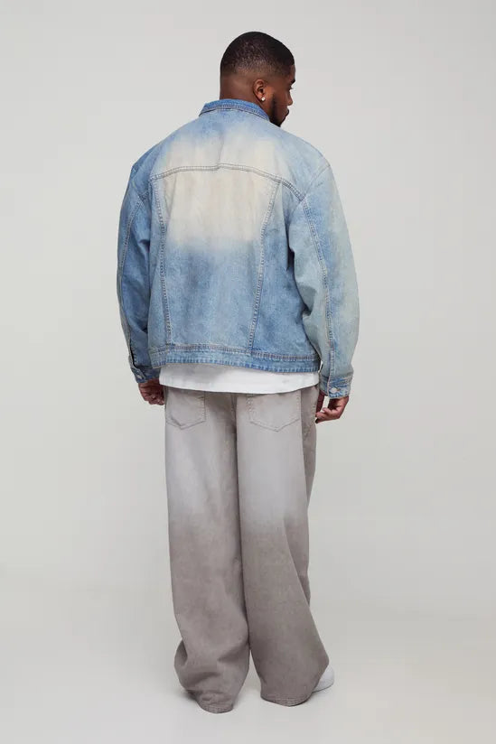 Plus Tinted Wash Oversized Denim Jacket
