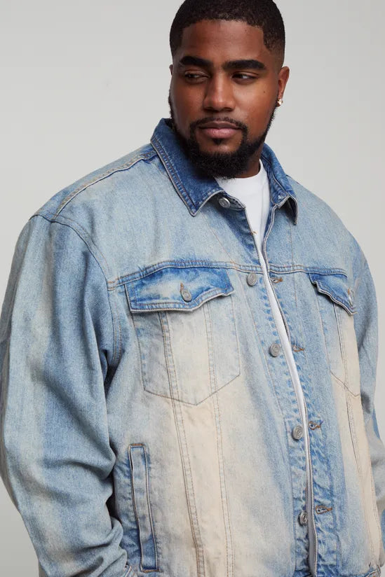 Plus Tinted Wash Oversized Denim Jacket