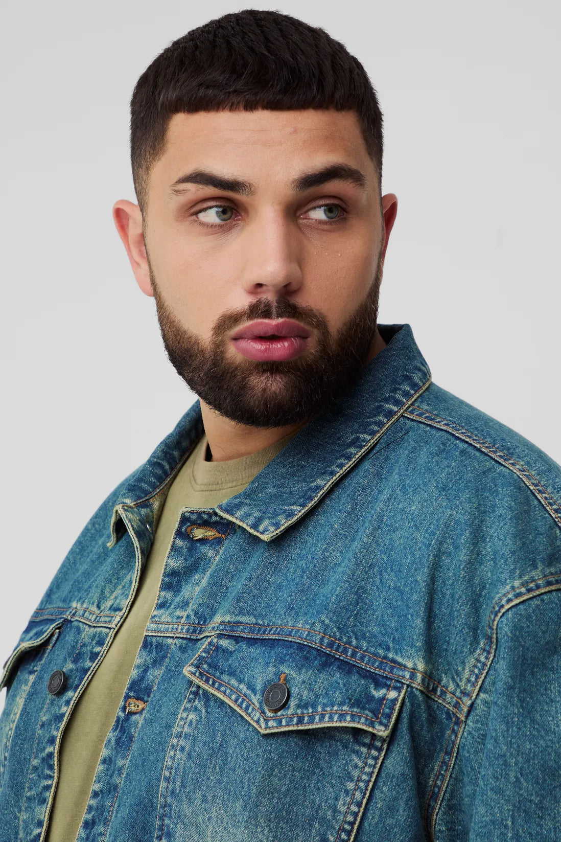 Plus Tinted Ripped Boxy Oversized Denim Jacket