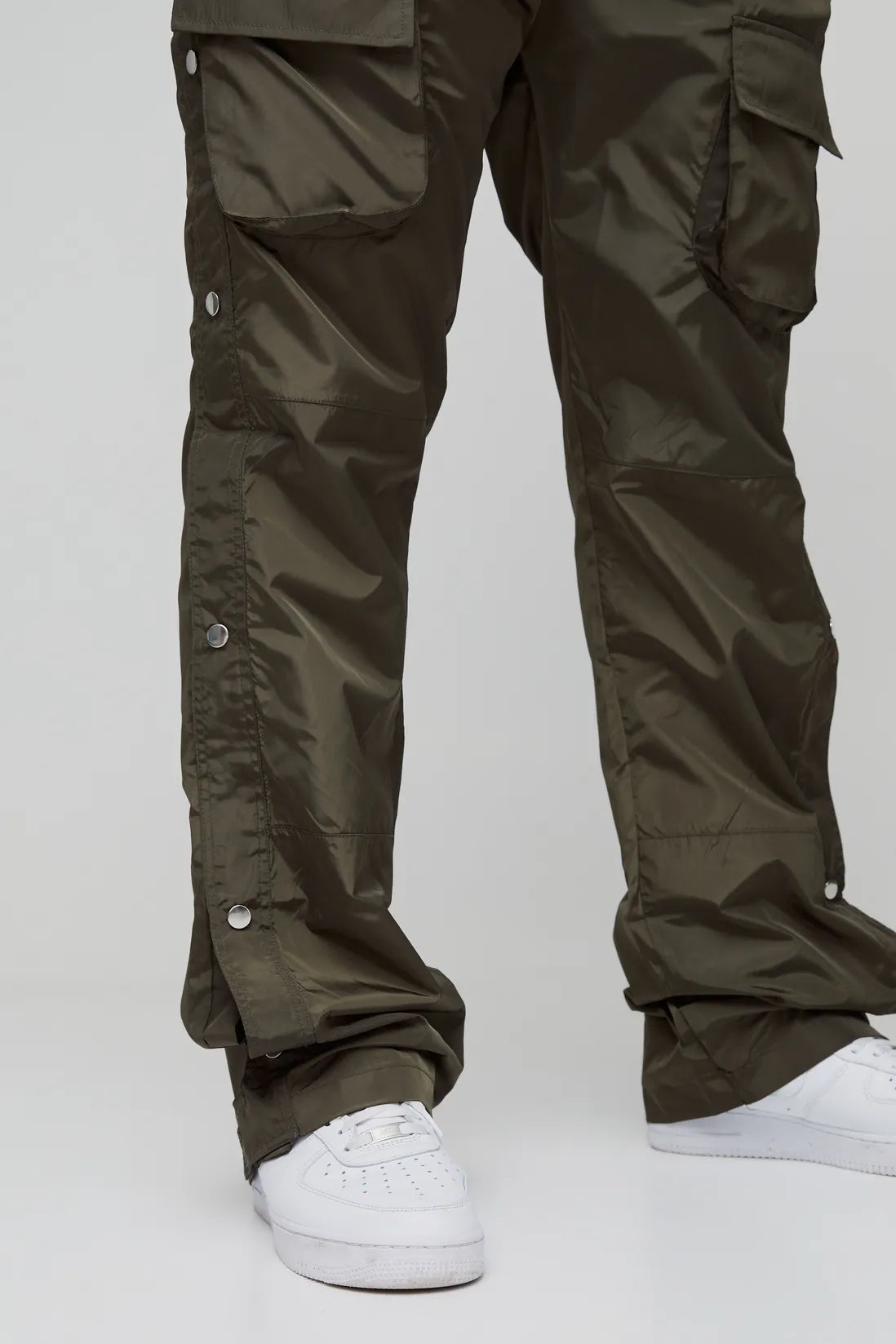 Plus Elasticated Waist Slim Flare Stacked Cargo Trousers