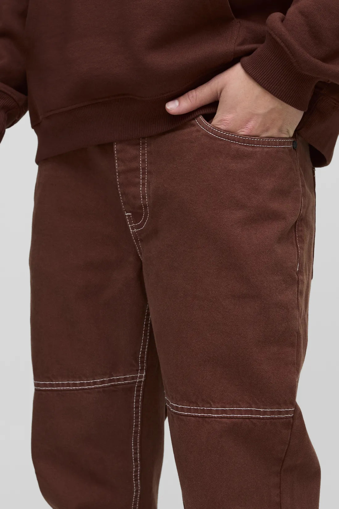 Straight Leg Contrast Stitch Denim Jeans