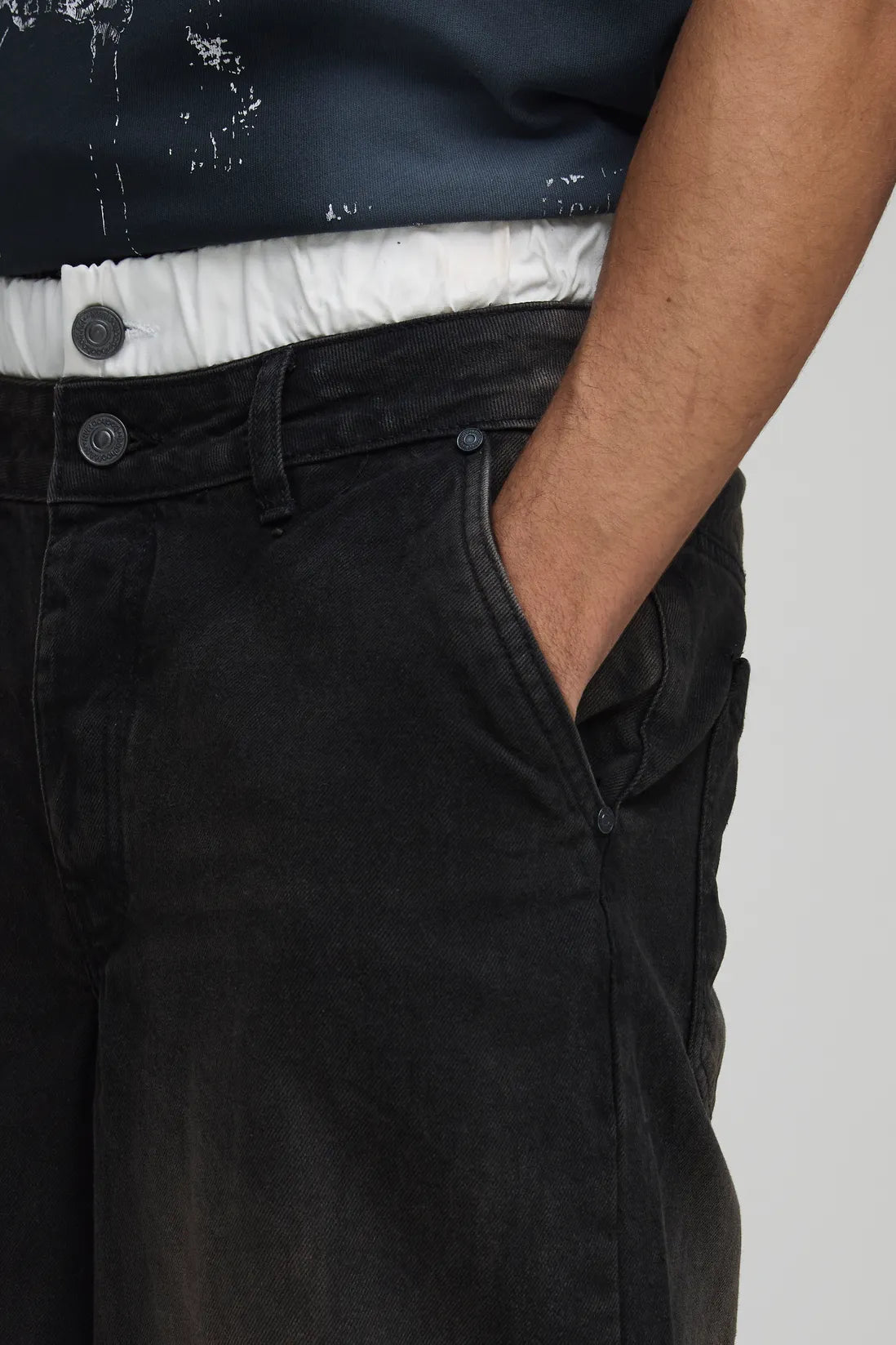 Baggy Rigid Boxer Waistband Ripped Denim Jeans