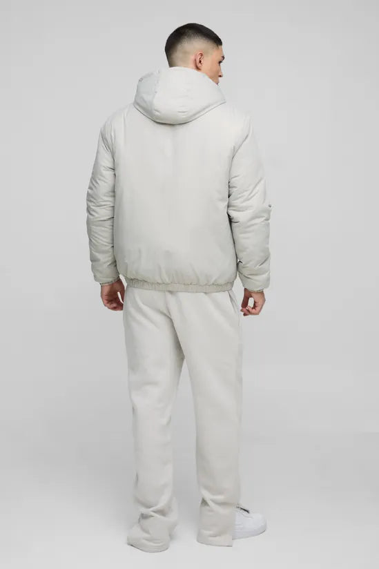 Regular Fit Hooded Lightweight Padded Bomber Jacket