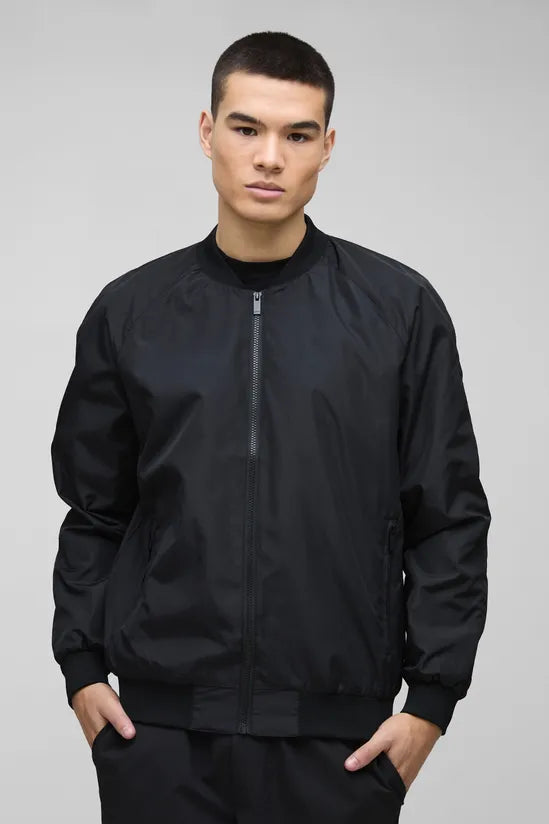 Regular Fit Lightweight Nylon Raglan Bomber Jacket