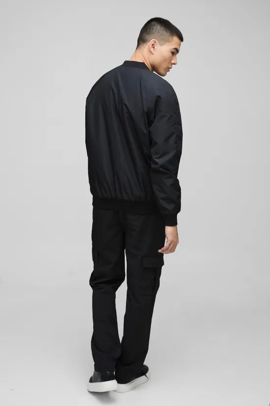 Regular Fit Lightweight Nylon Raglan Bomber Jacket