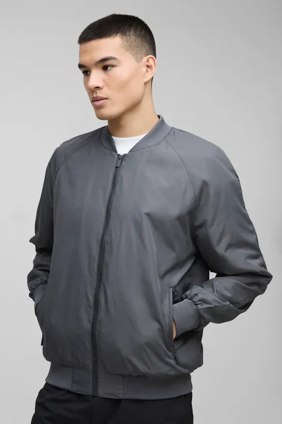 Regular Fit Lightweight Nylon Raglan Bomber Jacket