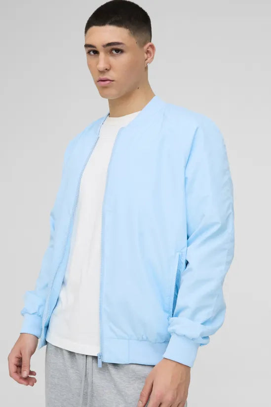 Regular Fit Lightweight Nylon Raglan Bomber Jacket