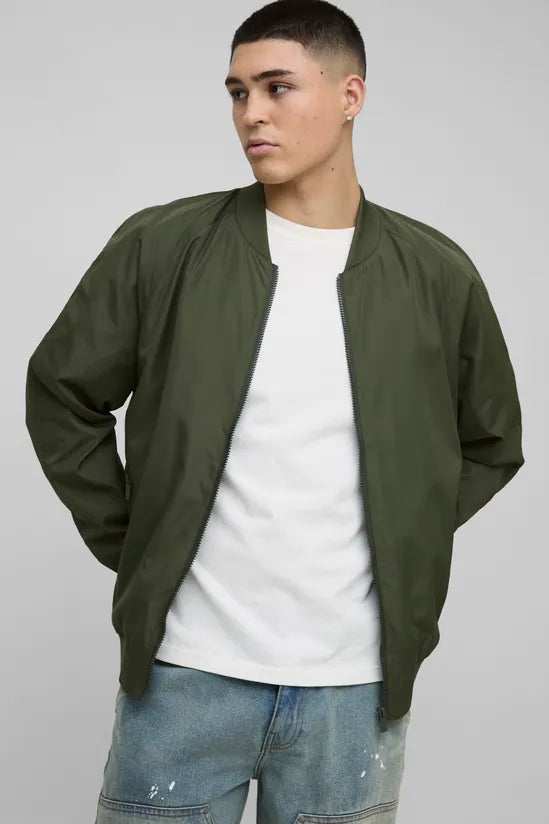 Regular Fit Lightweight Nylon Raglan Bomber Jacket