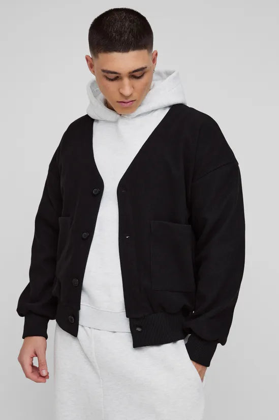 Boxy Open Neck Bomber Jacket