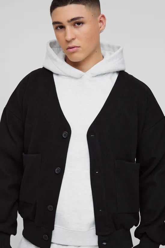 Boxy Open Neck Bomber Jacket