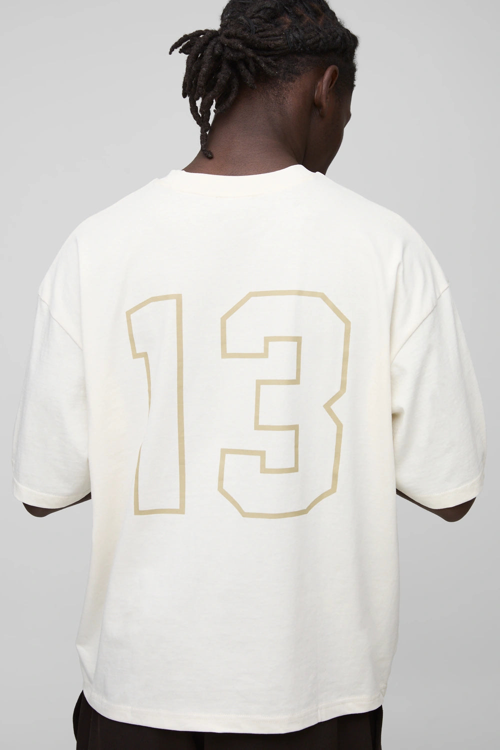 Oversized Boxy Embroidered Distressed 13 T-Shirt