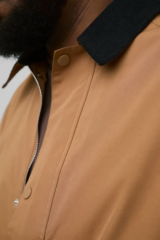 Plus Boxy Cord Collar Worker Jacket In Tan