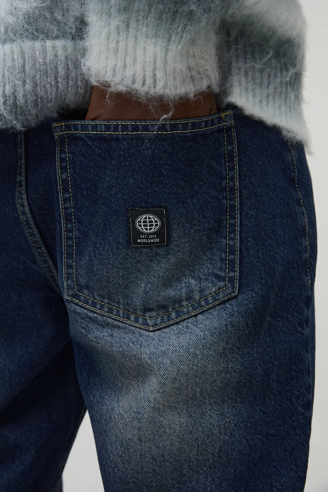 Straight Leg Extreme Washed Woven Tab Jeans