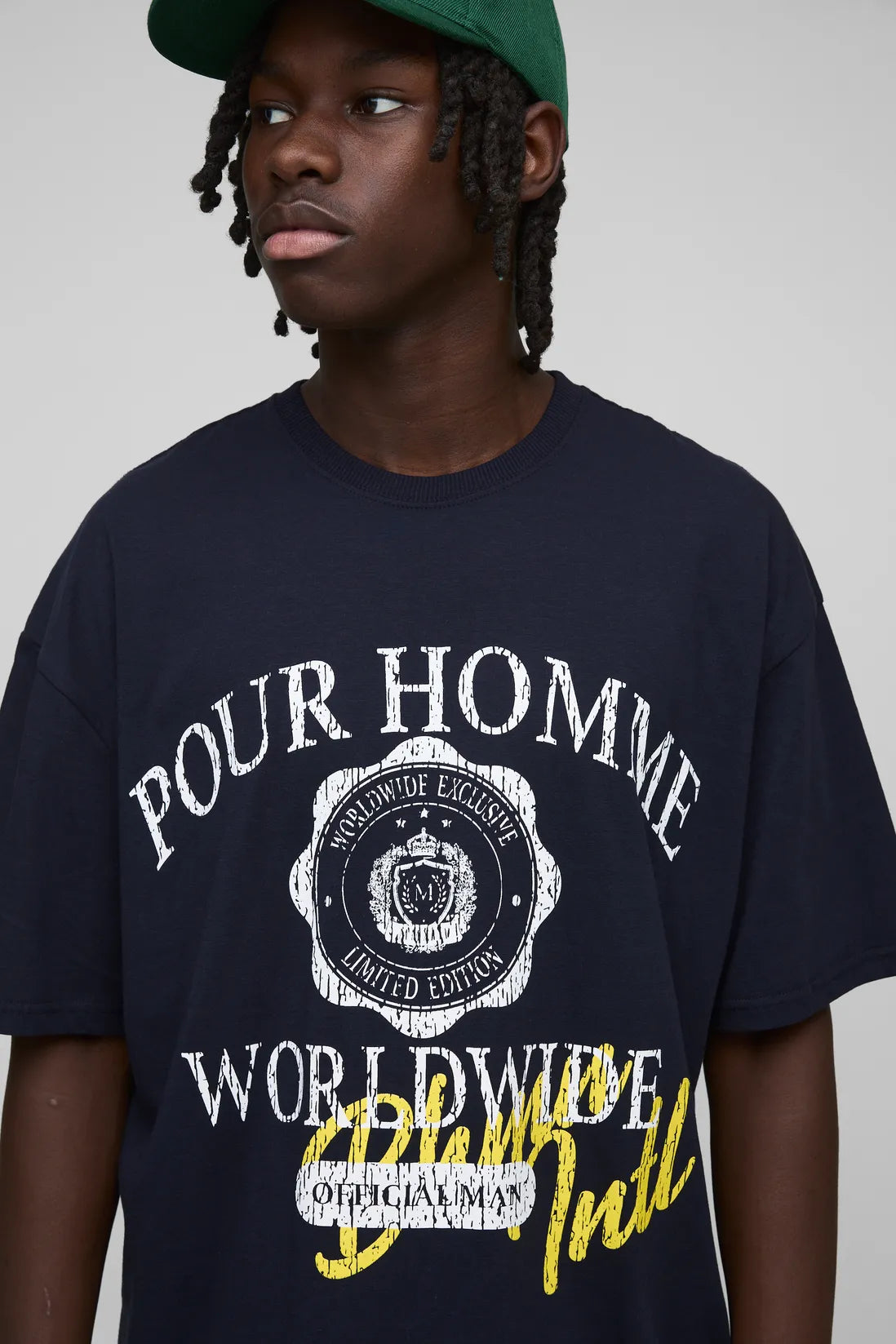 Oversized Homme Varsity Crest Printed T-Shirt