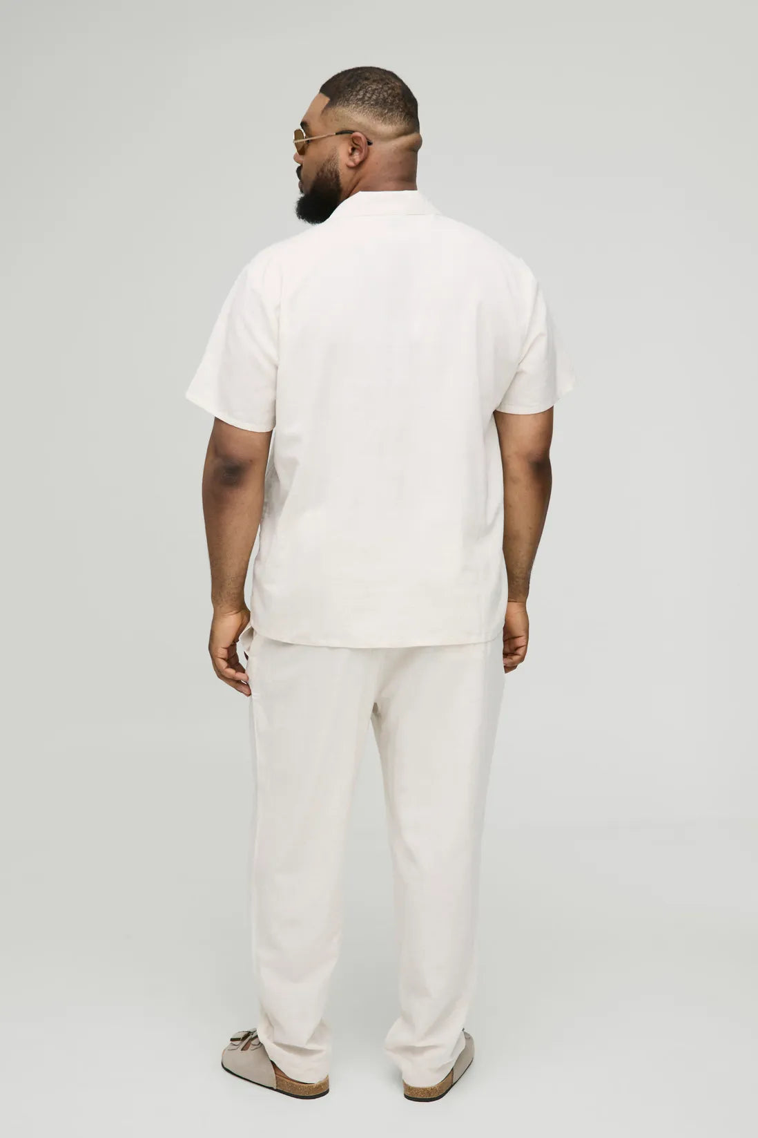 Plus Linen Blend Tailored Tapered Trousers