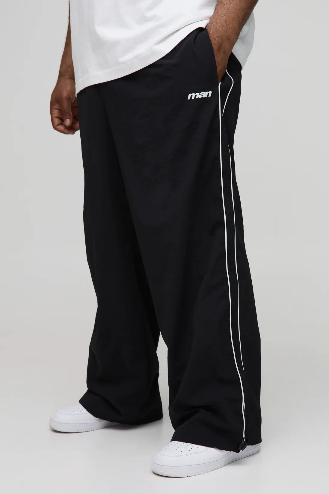 Plus Stripe Embroidered Parachute Trousers