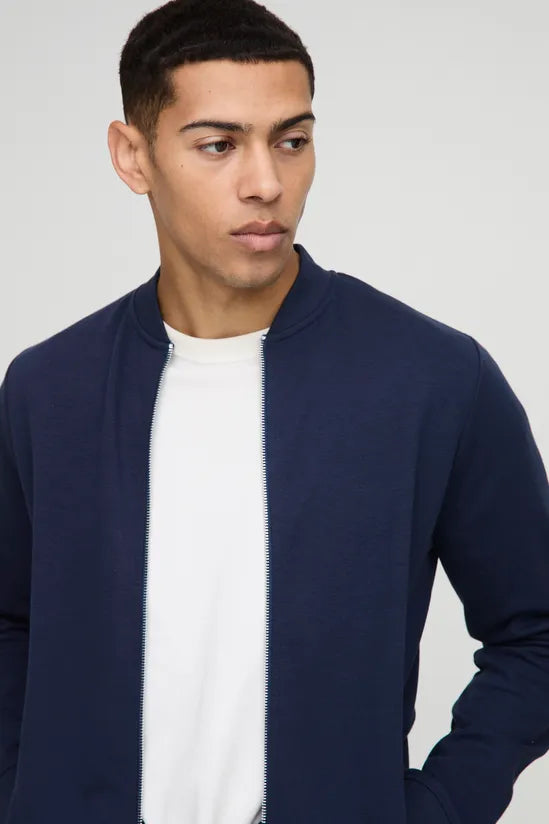 Regular Fit Interlock Bomber Jacket