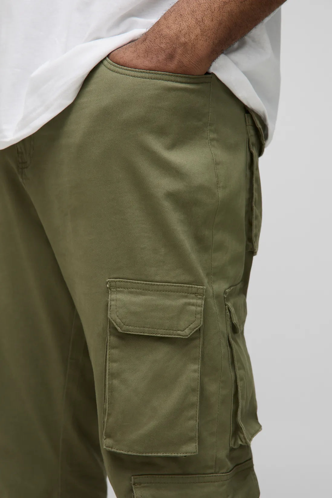 Plus Fixed Waist Multi Cargo Stacked Skinny Cargo Trousers
