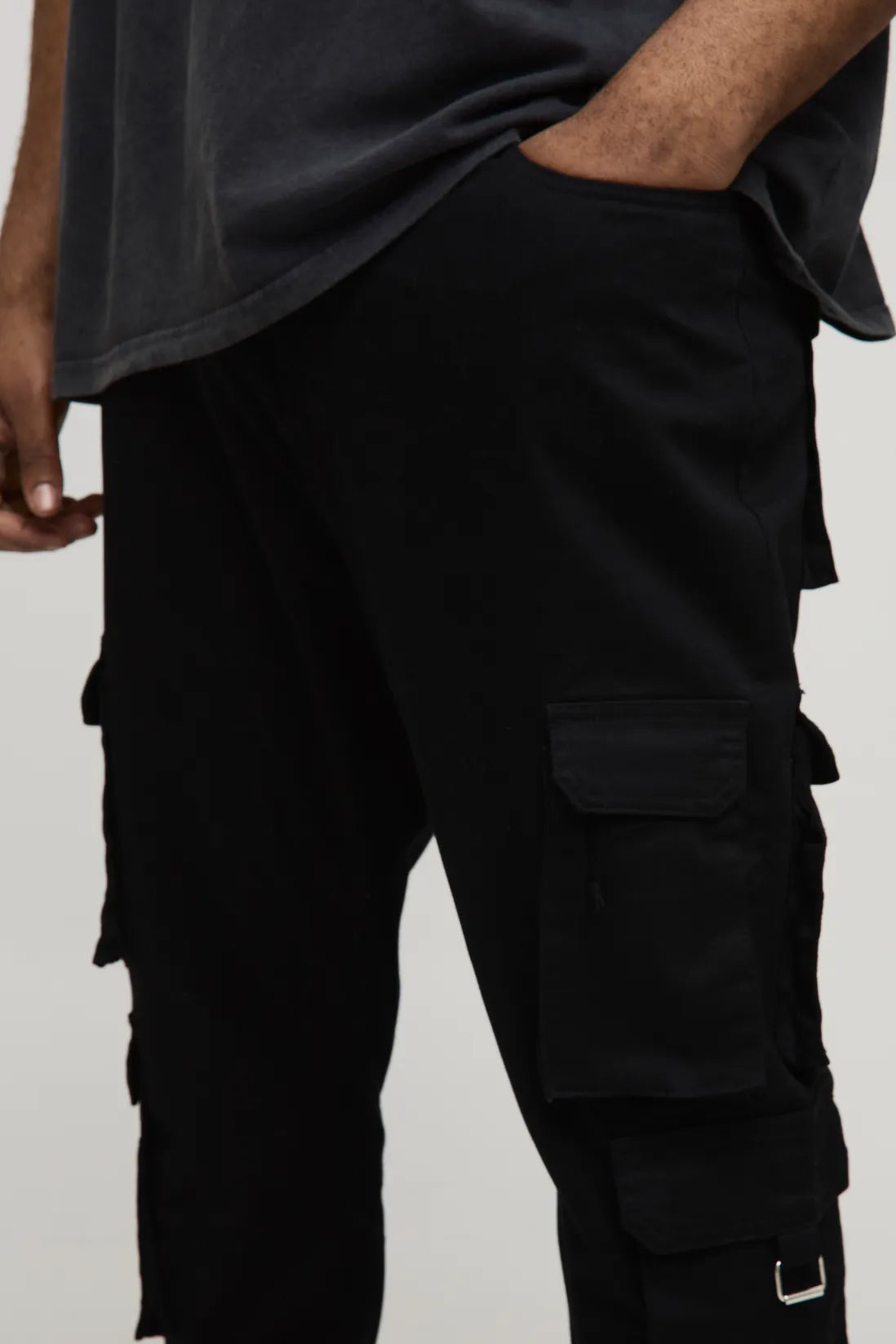 Plus Fixed Waist Multi Cargo Stacked Skinny Cargo Trousers