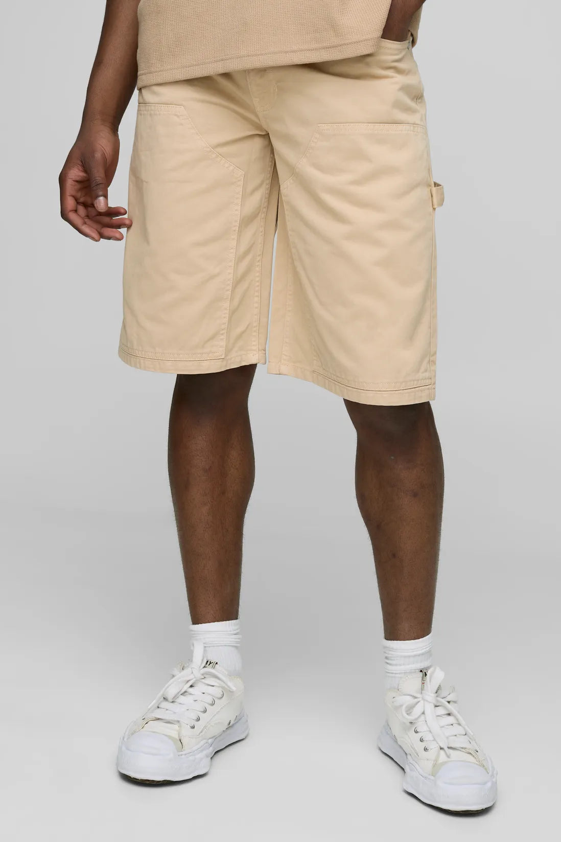 Relaxed Long Length Overdye Carpenter Shorts