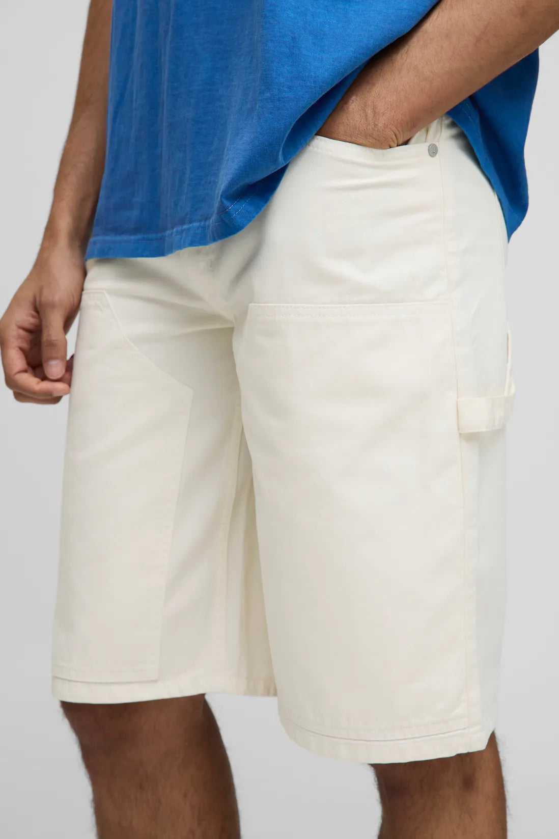 Relaxed Long Length Overdye Carpenter Shorts