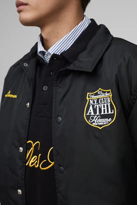 Regular Fit Padded Nylon Varsity Coach Jacket