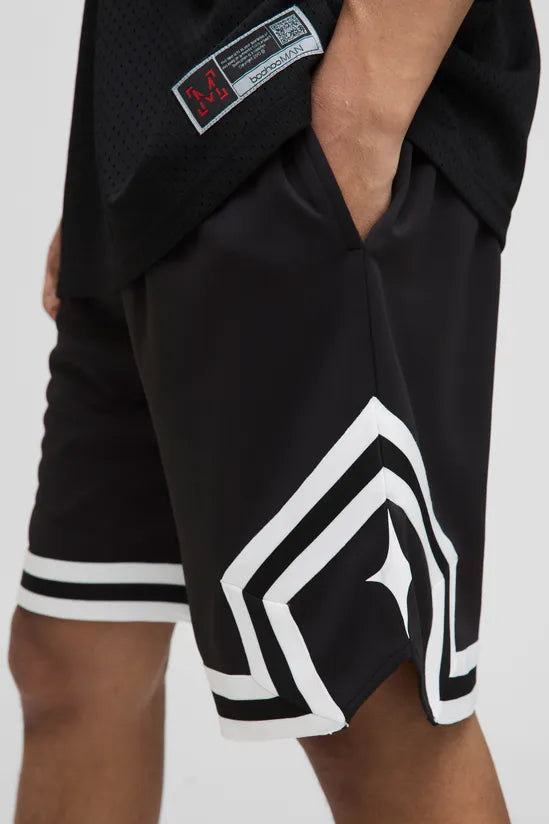 Mid Length Tape Detail Basketball Shorts